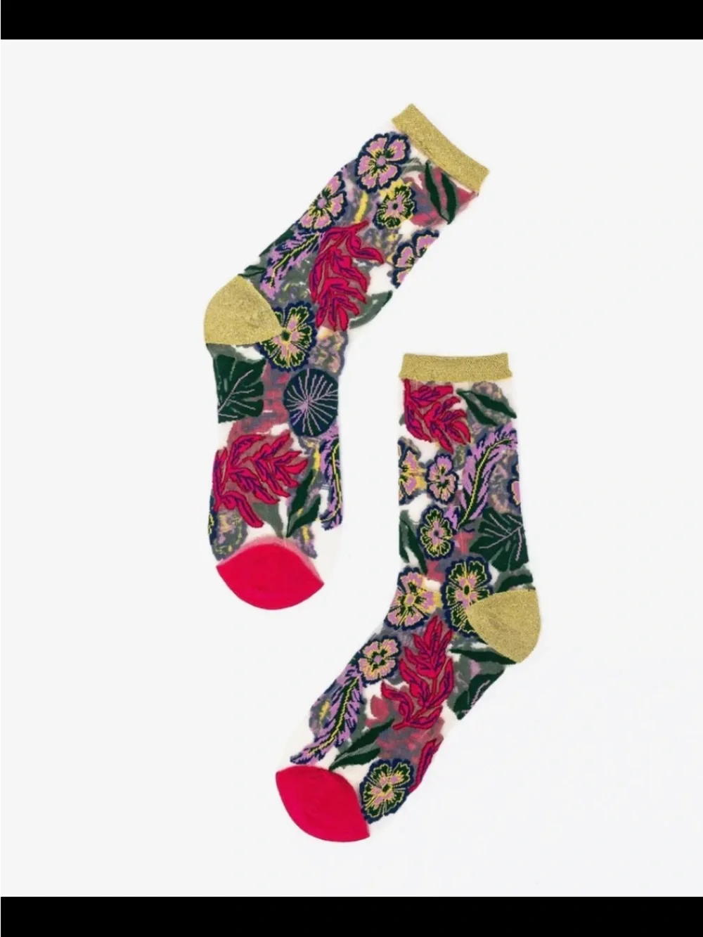 Sock Candy Festive Floral Sheer Crew Sock. Price firm.